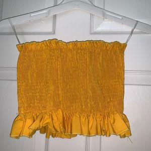 Yellow strapless crop top size XS